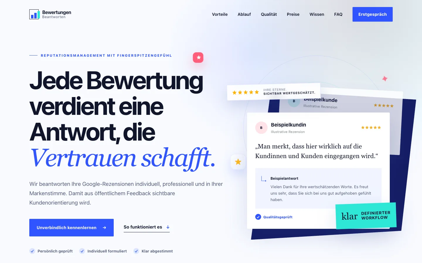 Startseite des Projekts Bewertungen beantworten