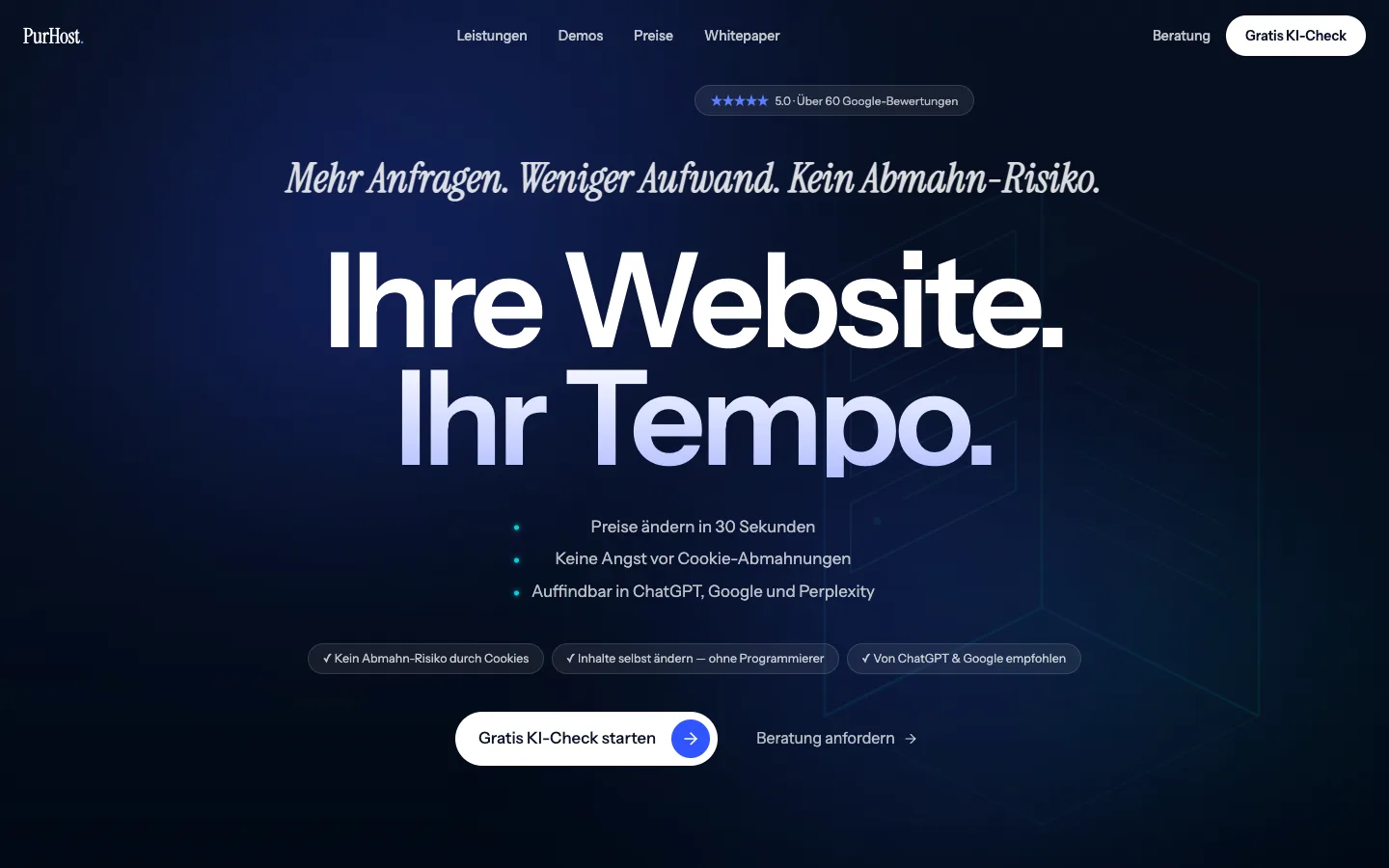 Startseite des Projekts PurHost